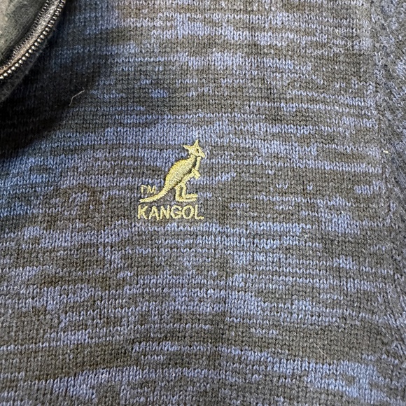 Kangol Vintage Sweater Mens Size Large Blue Knit 1/4 Zip Preppy 100% Cotton - Picture 5 of 10